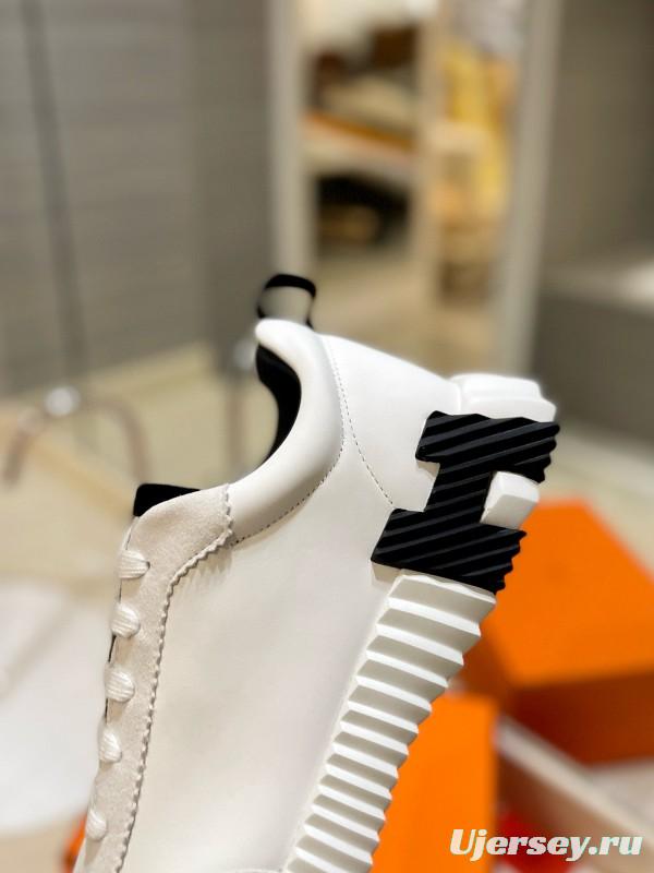 2024 Unisex Hermès White Black Silk Lambskin Rain Cloth Casual Sneakers MJ00320