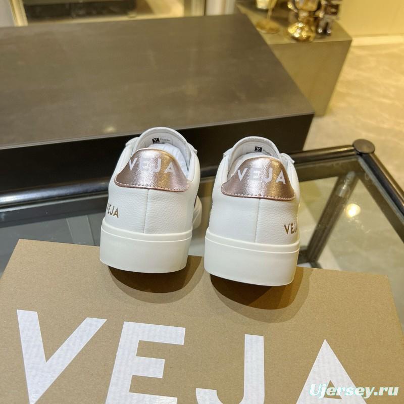 2024 Women VEJA White Rose Gold Leather Sneakers