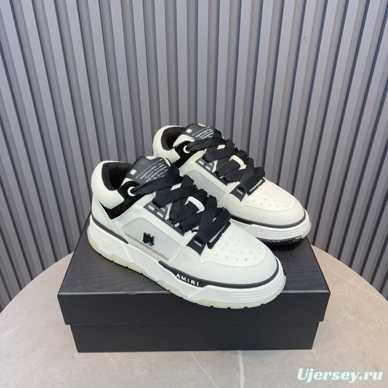 2024 Unisex Amiri Black White Leather Sneakers MJ00360