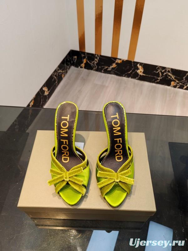 2025 Women TOM FORD Green Velvet High Heel Mules KFY00290