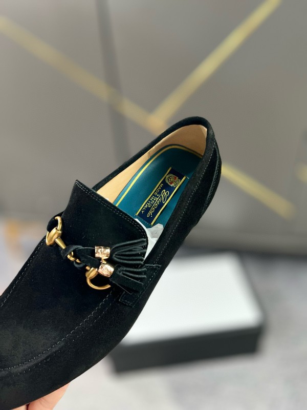 2024 Men Gucci Black Suede Leather Loafers MJ00280