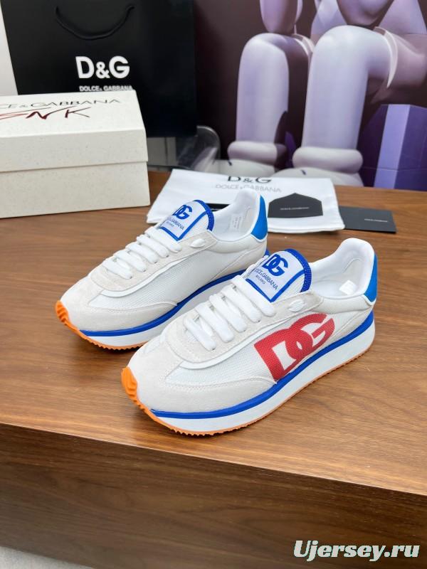 2025 Unisex Dolce & Gabbana White Blue Red PU Casual Sneakers LY00300