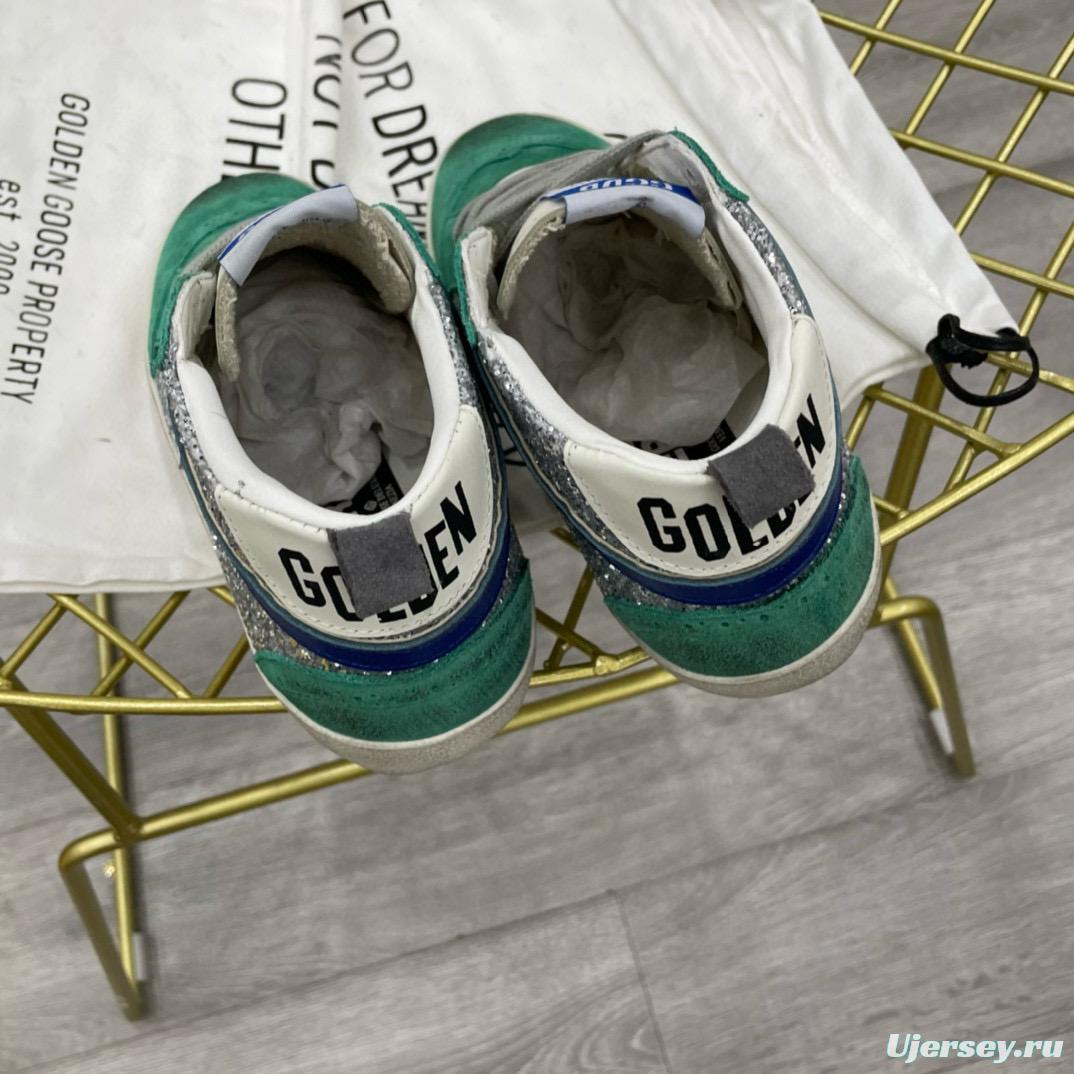 2024 Unisex GGDB Green Silver Glitter Suede High-top Sneakers MJ00300