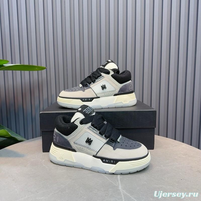 2024 Unisex Amiri Black White Grey Leather Mesh Sneakers MJ00360