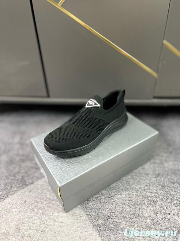 2024 Men Prada Black Knit Sneaker MJ00230