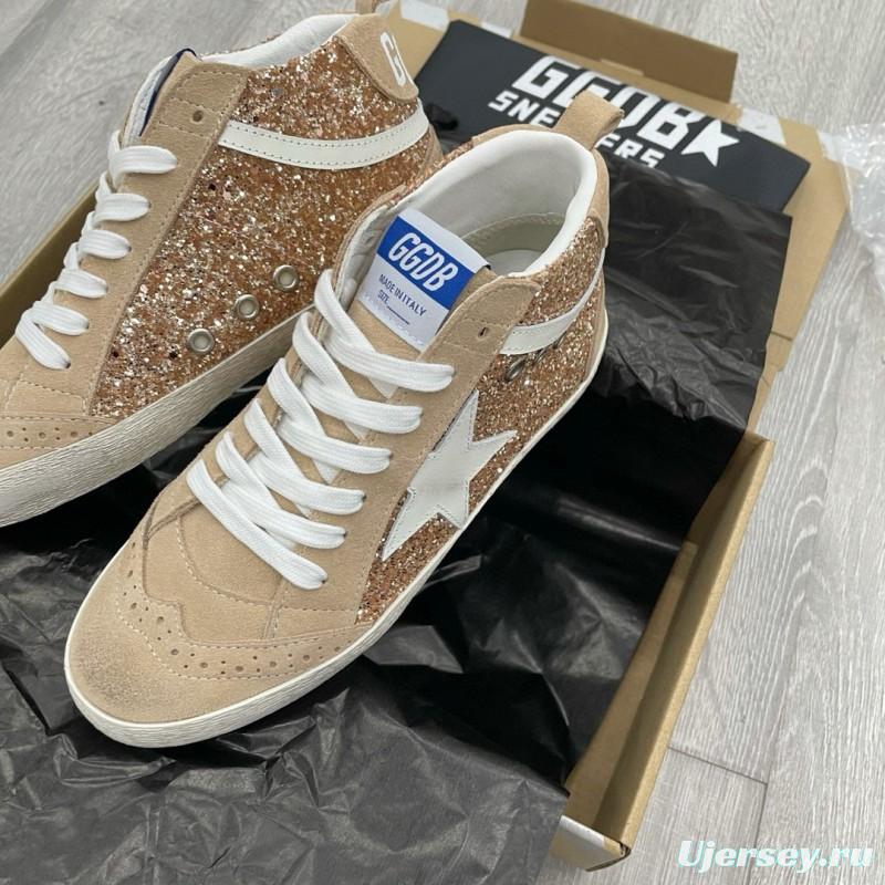 2024 Unisex GGDB Beige White Leather Suede High Top Sneakers MJ00300