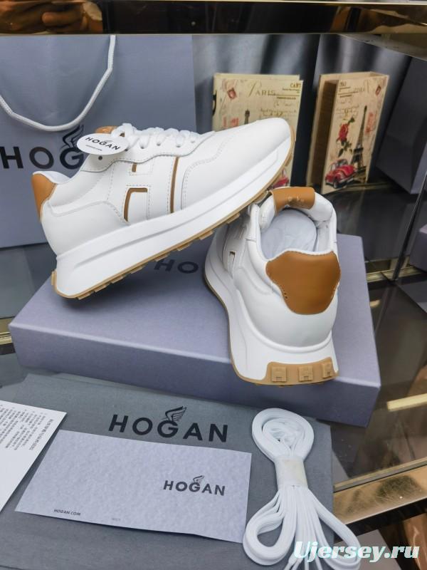 2025 Women HOGAN White Beige Leather Sneakers LY00360(F)