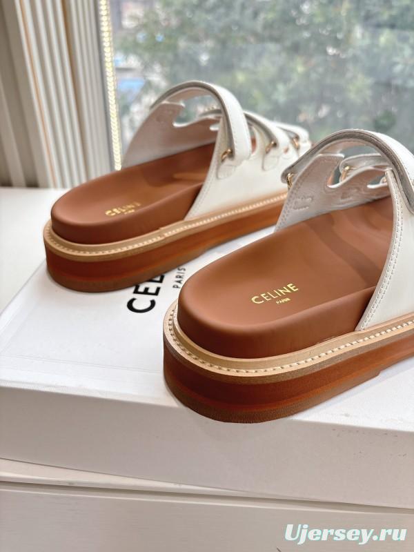 2025 CELINE White Leather Sandals