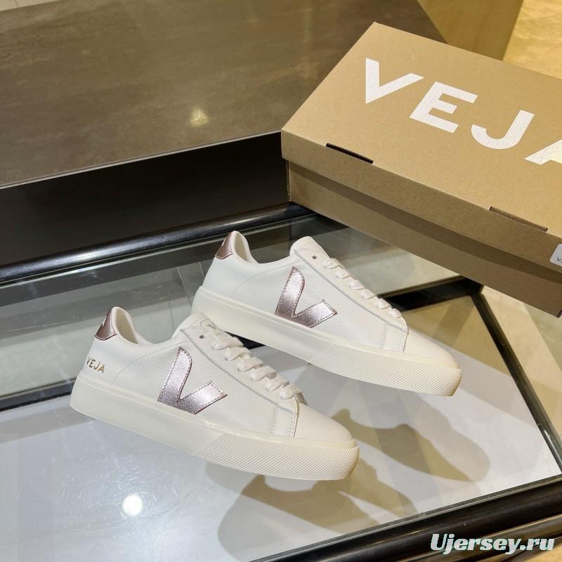 2024 Women VEJA White Rose Gold Leather Sneakers
