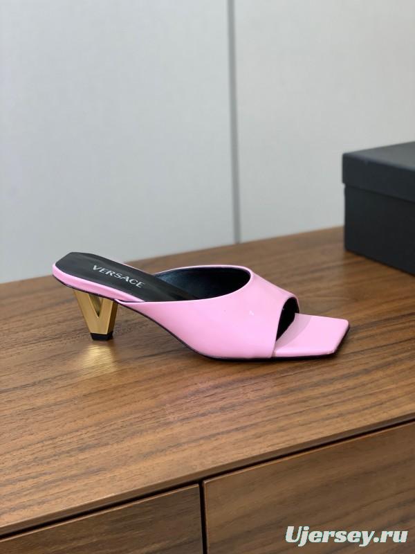 2025 Slippers VERSACE Pink Patent Leather Slippers