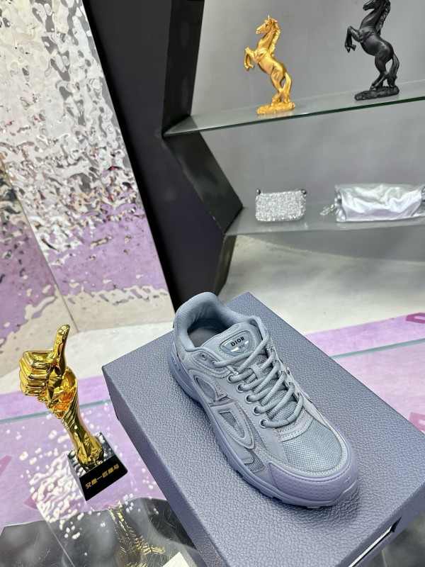 2024 Unisex Dior Stone Island Grey Mesh Tech Fabric B30 Sneakers MJ00330