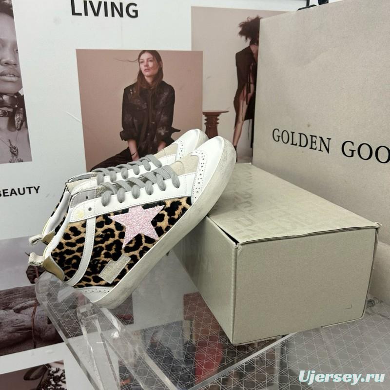 2024 Unisex GGDB Leopard White Pink Leather Suede High Top Sneakers MJ00300