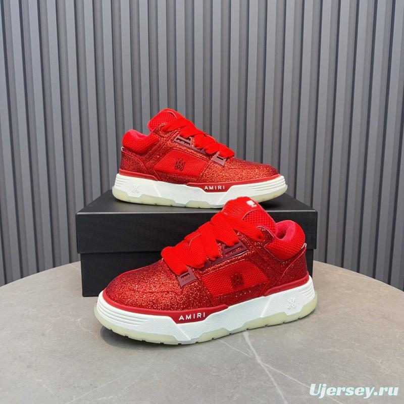 2024 Unisex Amiri Red Mesh Suede Sneakers MJ00360
