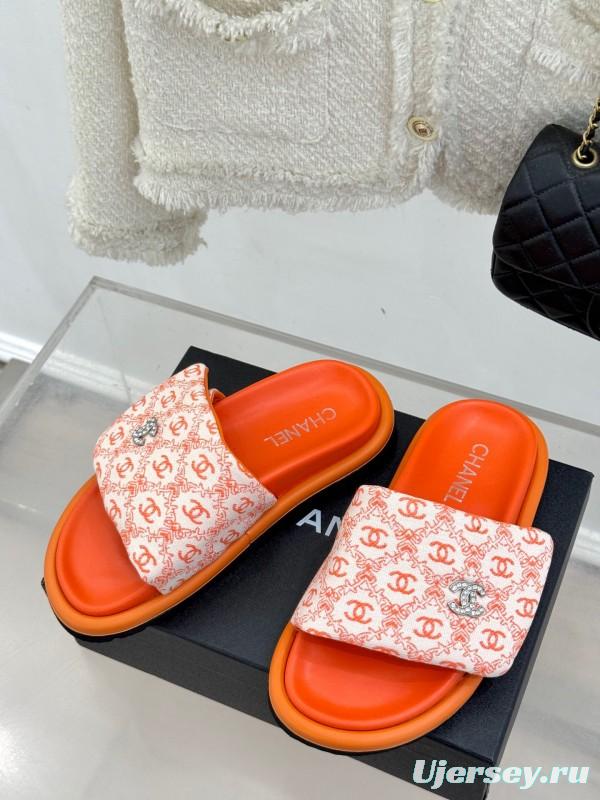 2025 Slippers Chanel Orange Nylon Slippers