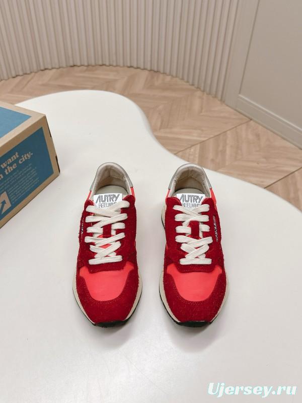 2024 Unisex Autry Red White Leather Mesh Sneakers MJ00330