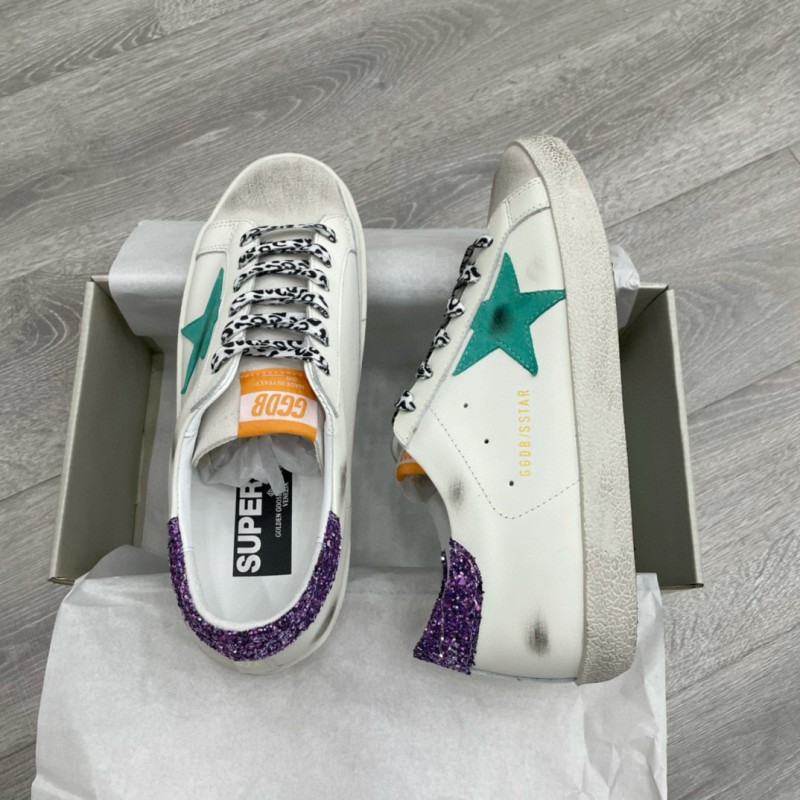2025 Women GGDB White Green Suede Leather Sneakers