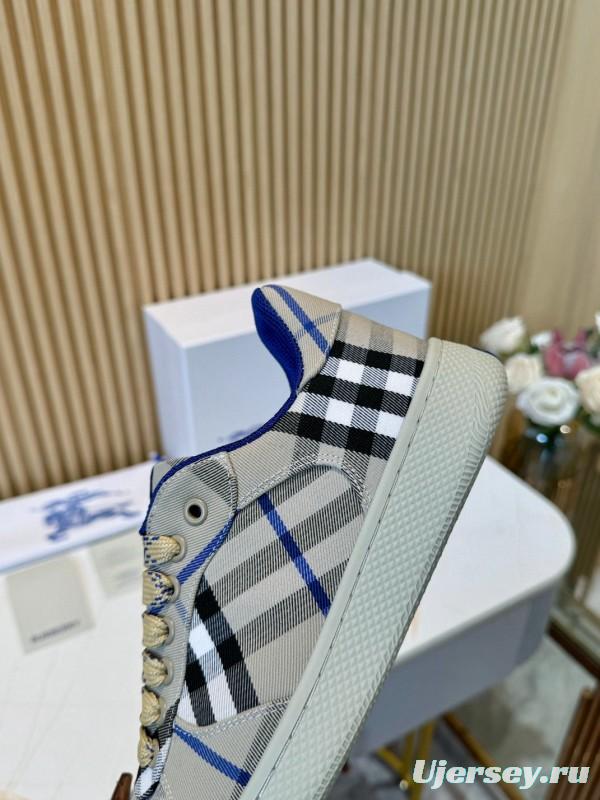 2024 Men Burberry Beige Black Cotton Casual Shoes MJ00320