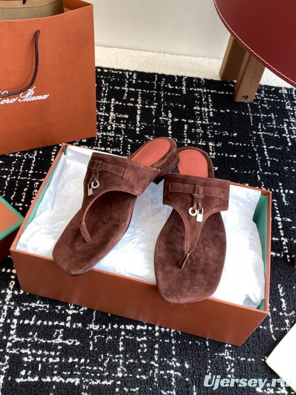 2025 Women Le Parmentier Brown Suede Slippers KFY00280