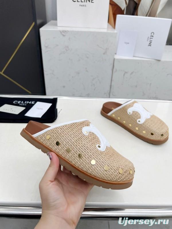 2025 CELINE Beige Leather Slippers LY00241
