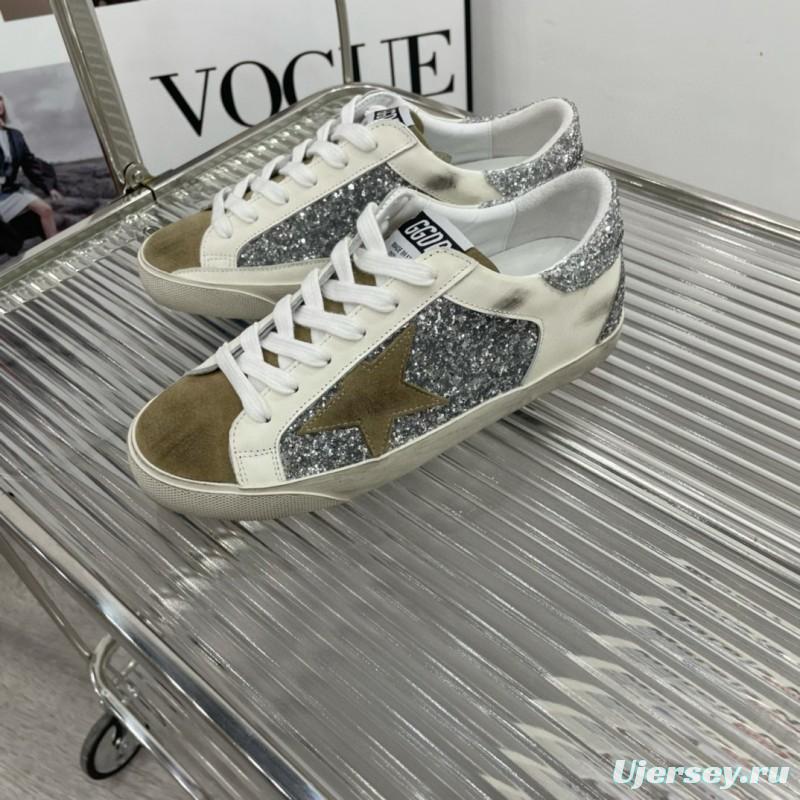2025 Women GGDB Silver White Suede Leather Sneakers
