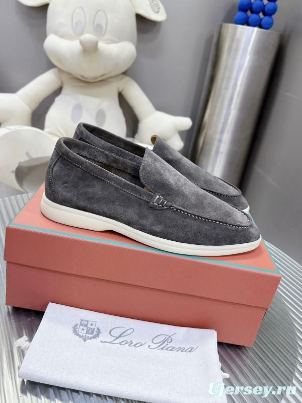 2025 Unisex Philipp Plein Gray Suede Loafers Soft Rubber Sole LY00260