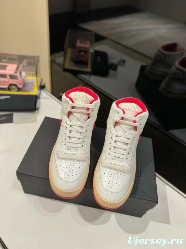 2024 Unisex Yves Saint Laurent White Red Leather Sneakers MJ00390