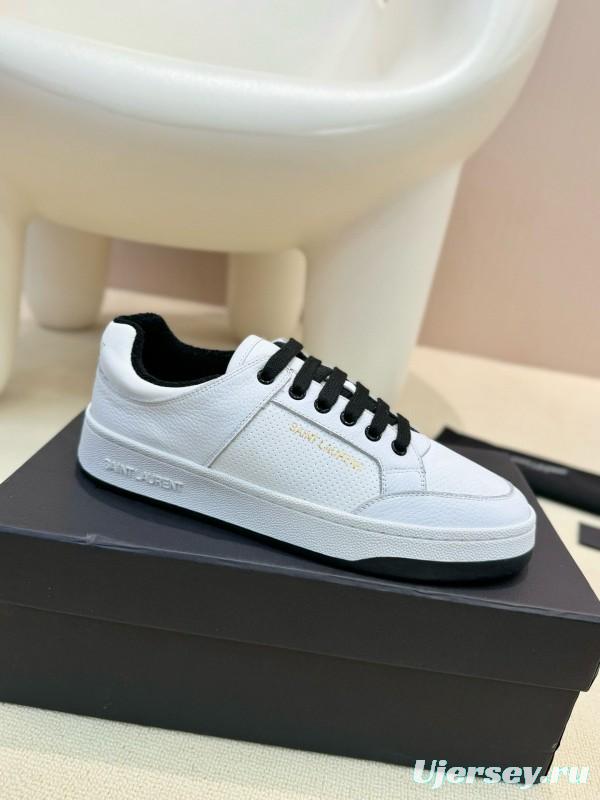 2024 Unisex Yves Saint Laurent White Black Leather Casual Shoes SL61 MJ00350