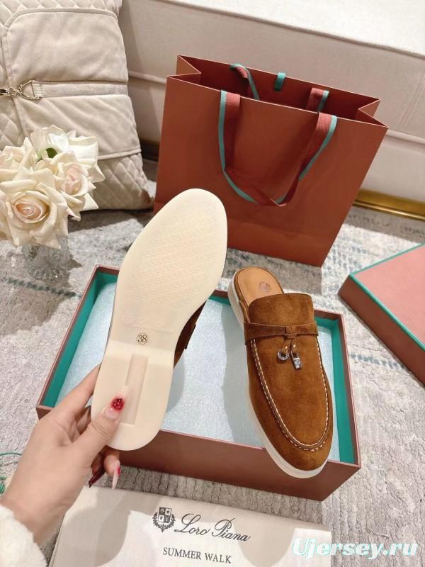 2025 Women LP Brown Suede Slippers LY00260