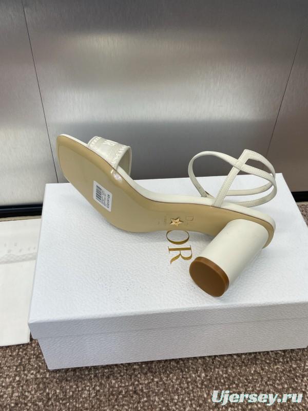 2025 Women Dior White Leather Sandals Embroidery KFY00280