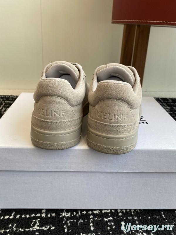 2025 Women Celine Beige Suede Sneakers KFY00310