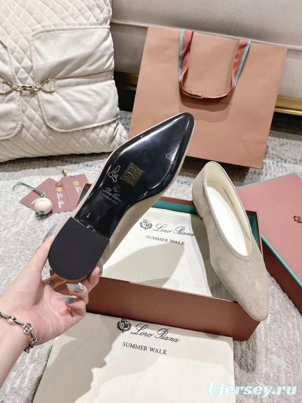 2025 Women LP Beige Suede Ballet Flats LY00320