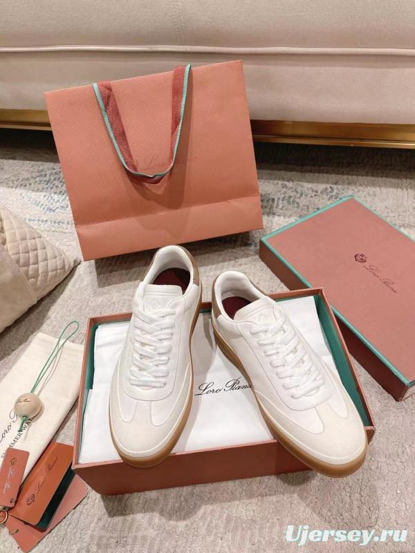 2025 Women LP White Brown Leather Sneakers LY00320(F)