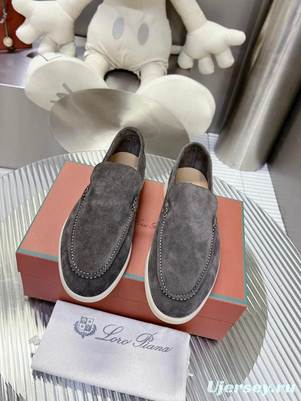 2025 Unisex Philipp Plein Gray Suede Loafers Soft Rubber Sole LY00260