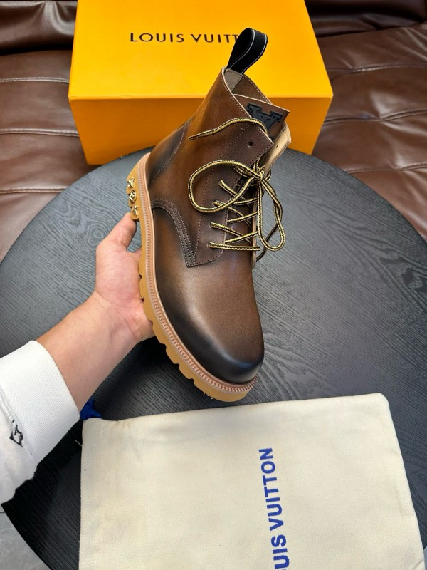 2024 Men Louis Vuitton Brown Calf Leather Boots MJ00440