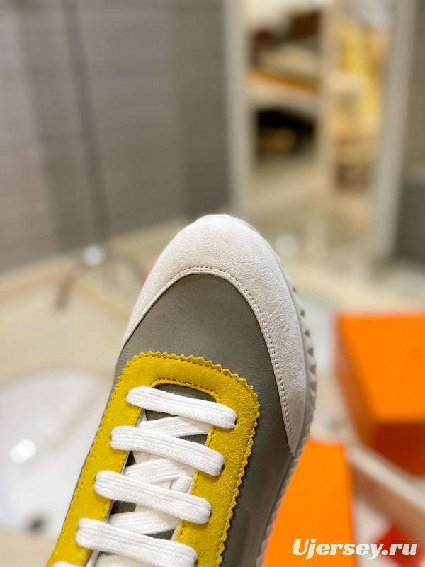 2024 Unisex Hermès Yellow Grey White Imported Silk Lambskin Imported Rain Velvet Casual Sneakers MJ00320