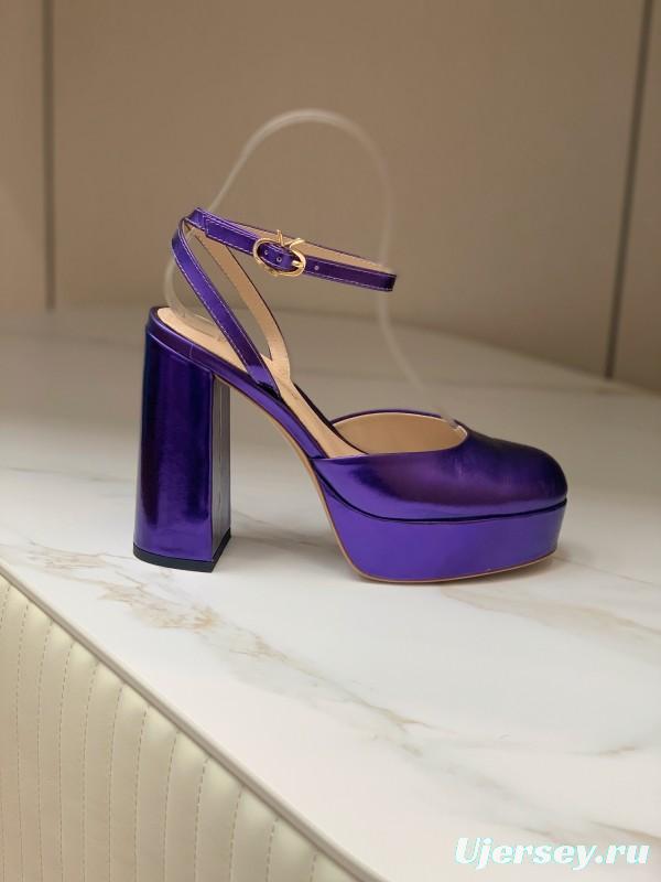 2025 Women Gianvito Rossi Purple Patent Leather High Heel Sandals