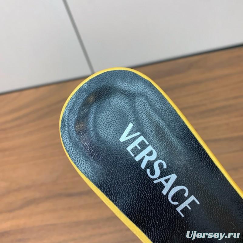 2025 Women VERSACE Yellow Leather Slippers