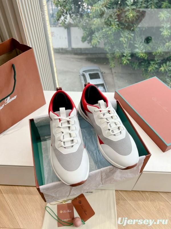 2024 Unisex Le Parmentier Red White Black Mesh Leather Sneakers