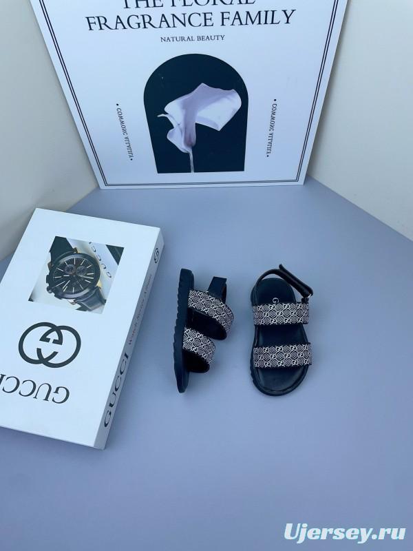 2025 Kids Gucci Black Pink Fabric Sandals