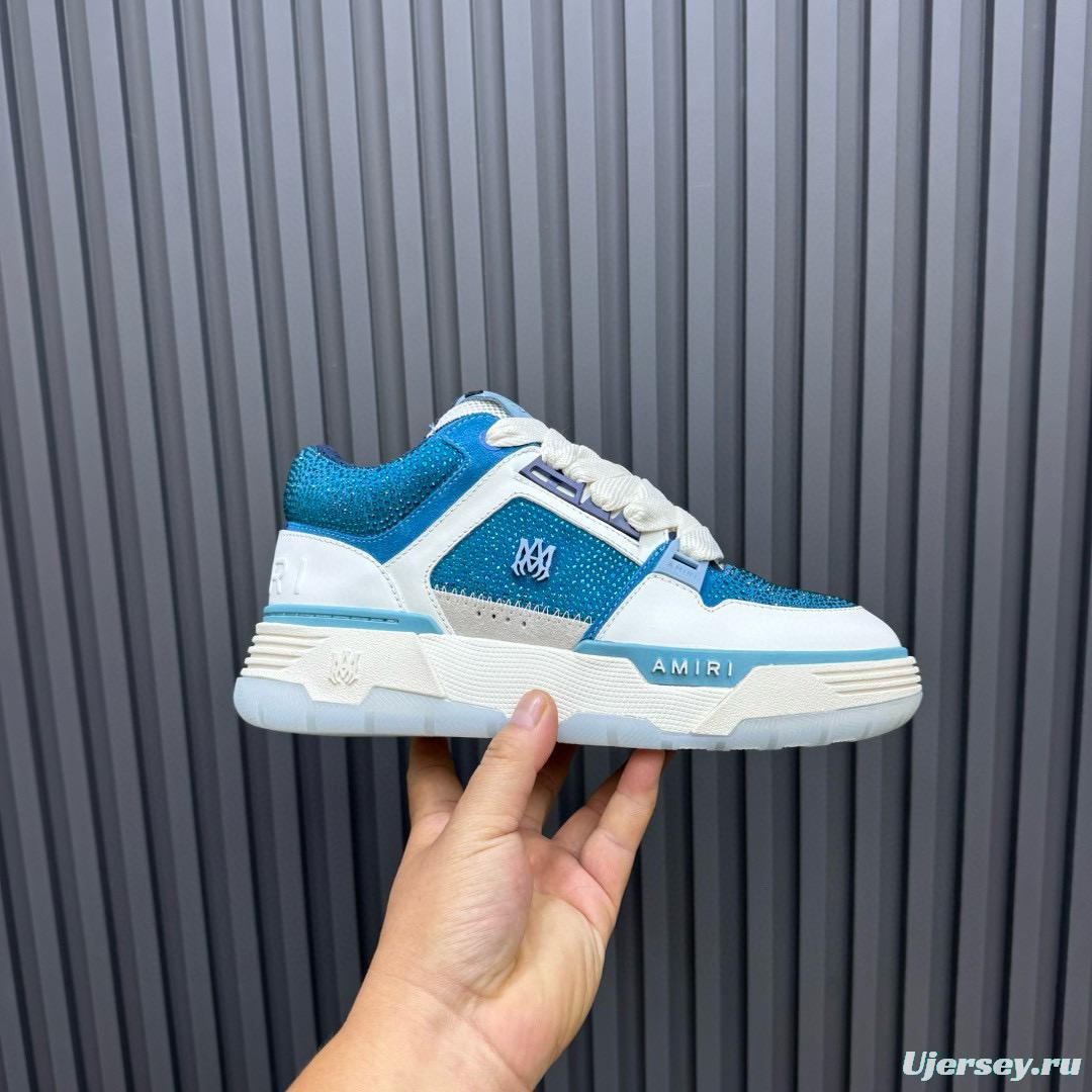2024 Unisex Amiri Blue White Leather Mesh Sneakers MJ00410