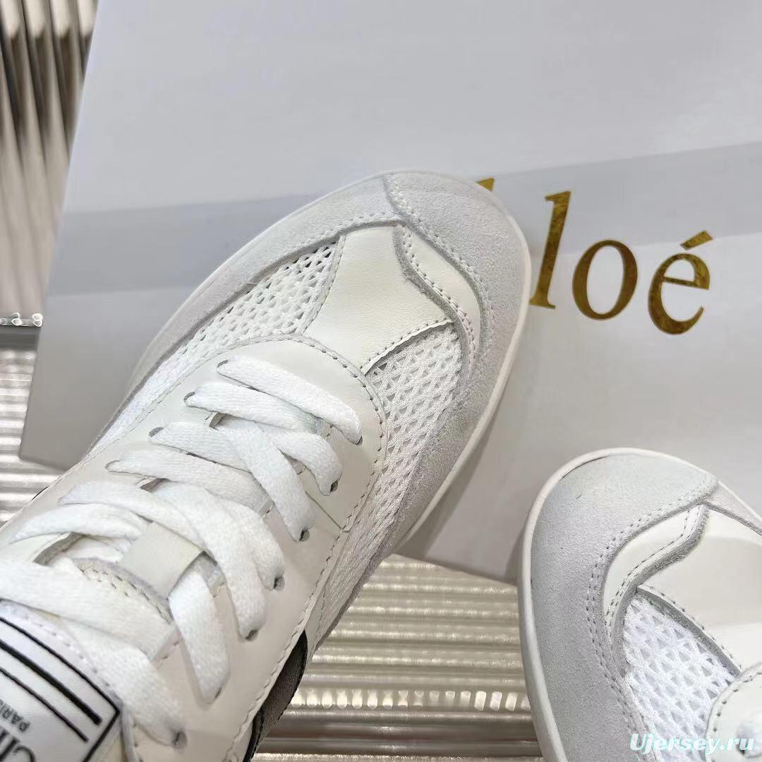 2025 Women Chloé White Mesh Leather Sneakers LY00280