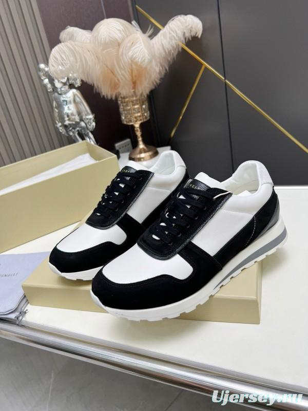 2024 Unisex Brunello Cucinelli Black White Suede Calfskin Leather Sneakers MJ00360