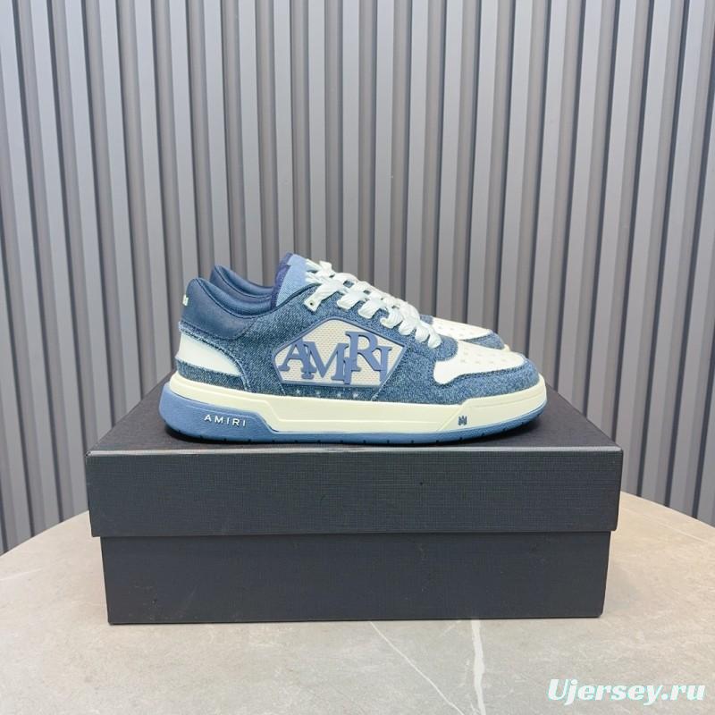 2025 Unisex Amiri Blue White Leather Sneakers MJ00360