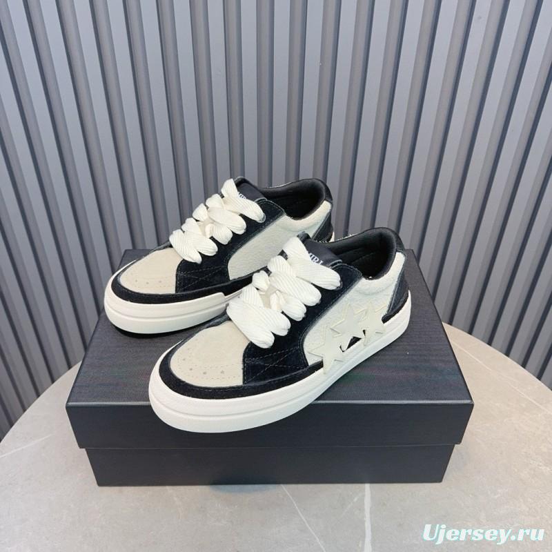 2024 Unisex Amiri Black White Leather Sneakers MJ00300