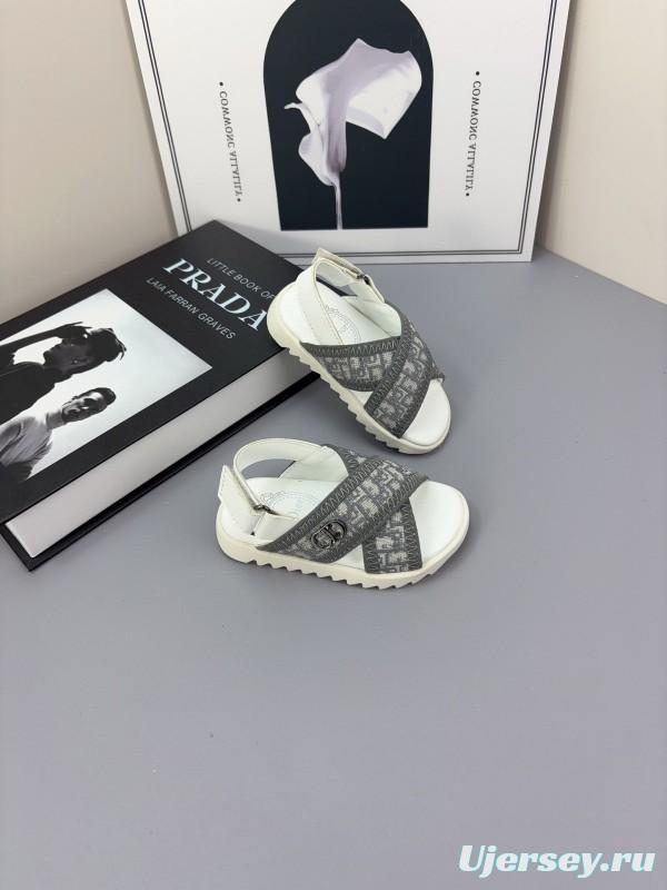 2025 Kids Dior Black White Fabric Sandals