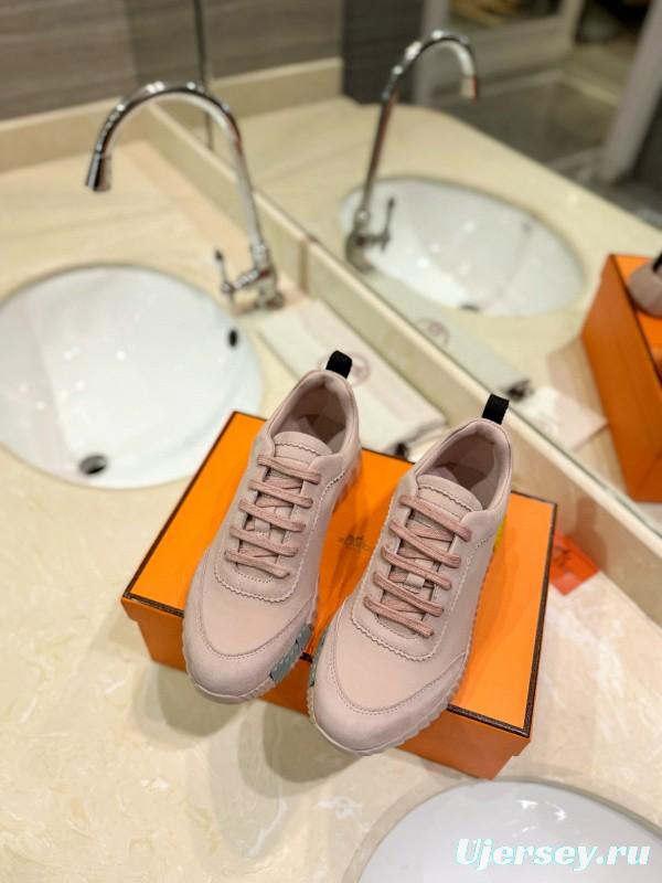 2024 Women Hermès Pink Leather Sneakers