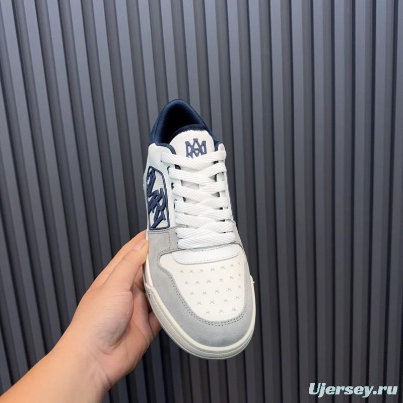 2025 Unisex Amiri White Grey Blue Leather Suede Sneakers MJ00360