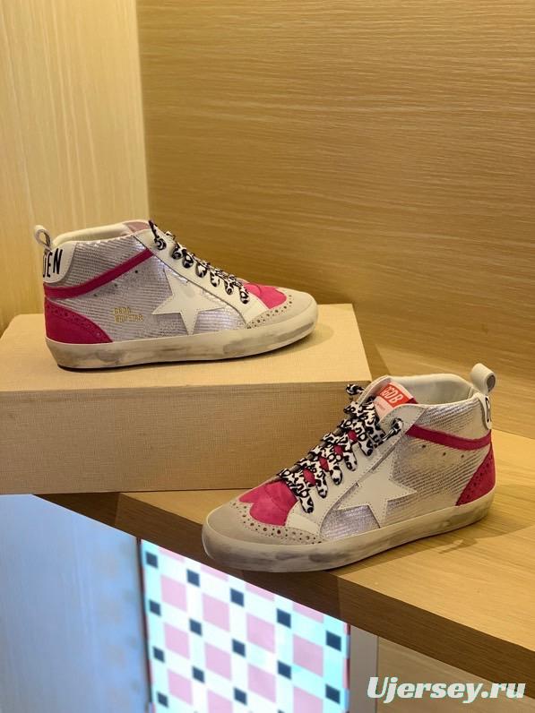 2024 Unisex GGDB White Pink Leather Suede High Top Sneakers MJ00300