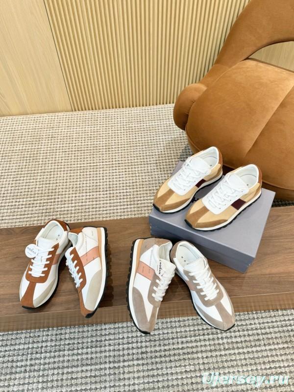 2025 Men HOGAN Beige White Burgundy Suede Leather Sneakers
