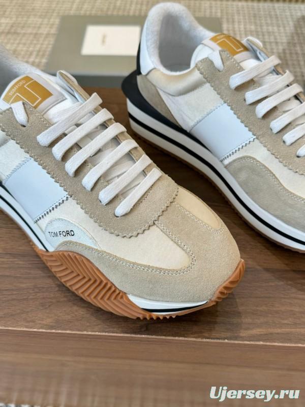 2025 Unisex TOM FORD Beige White Black Suede Leather Sneakers LY00360(F)/LY00370(M)